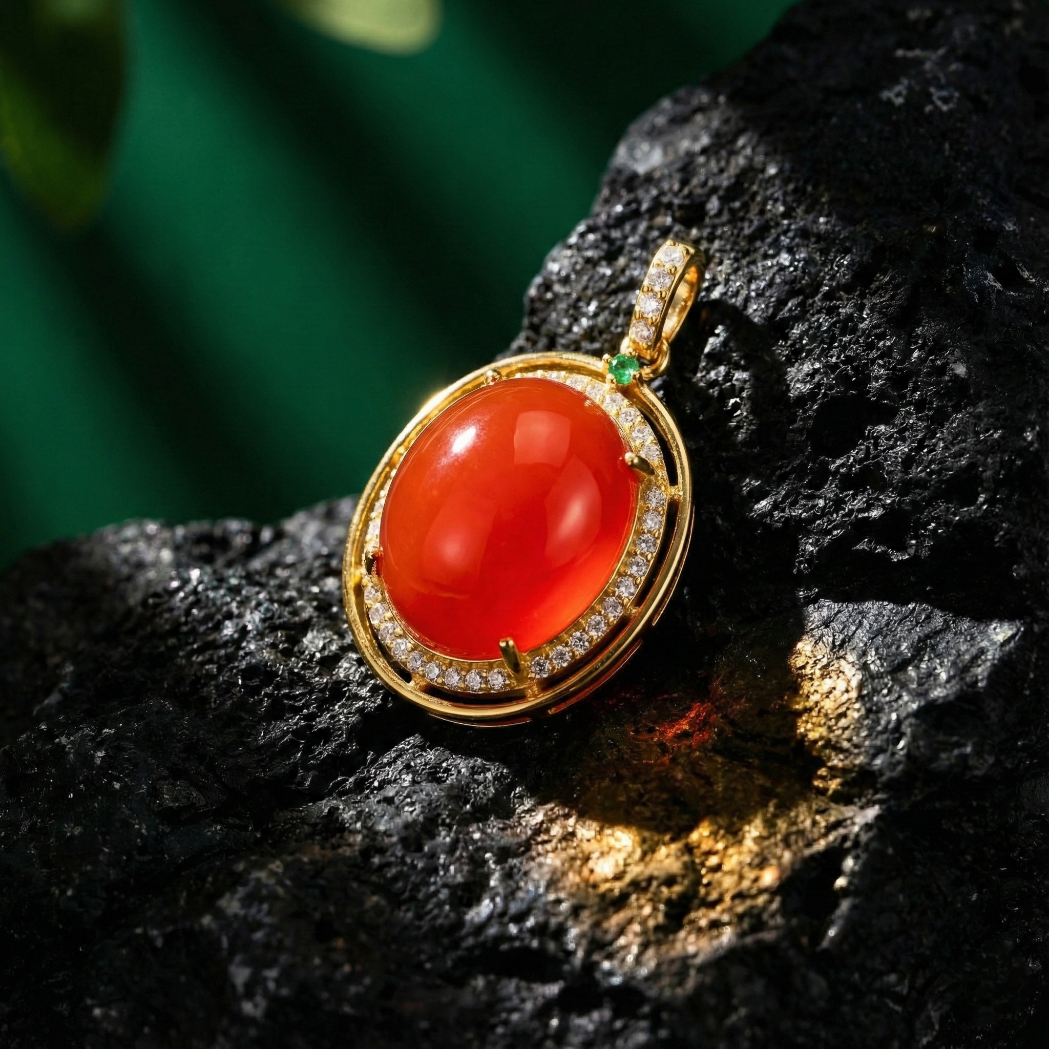 Red Agate Inlaid Pendant B