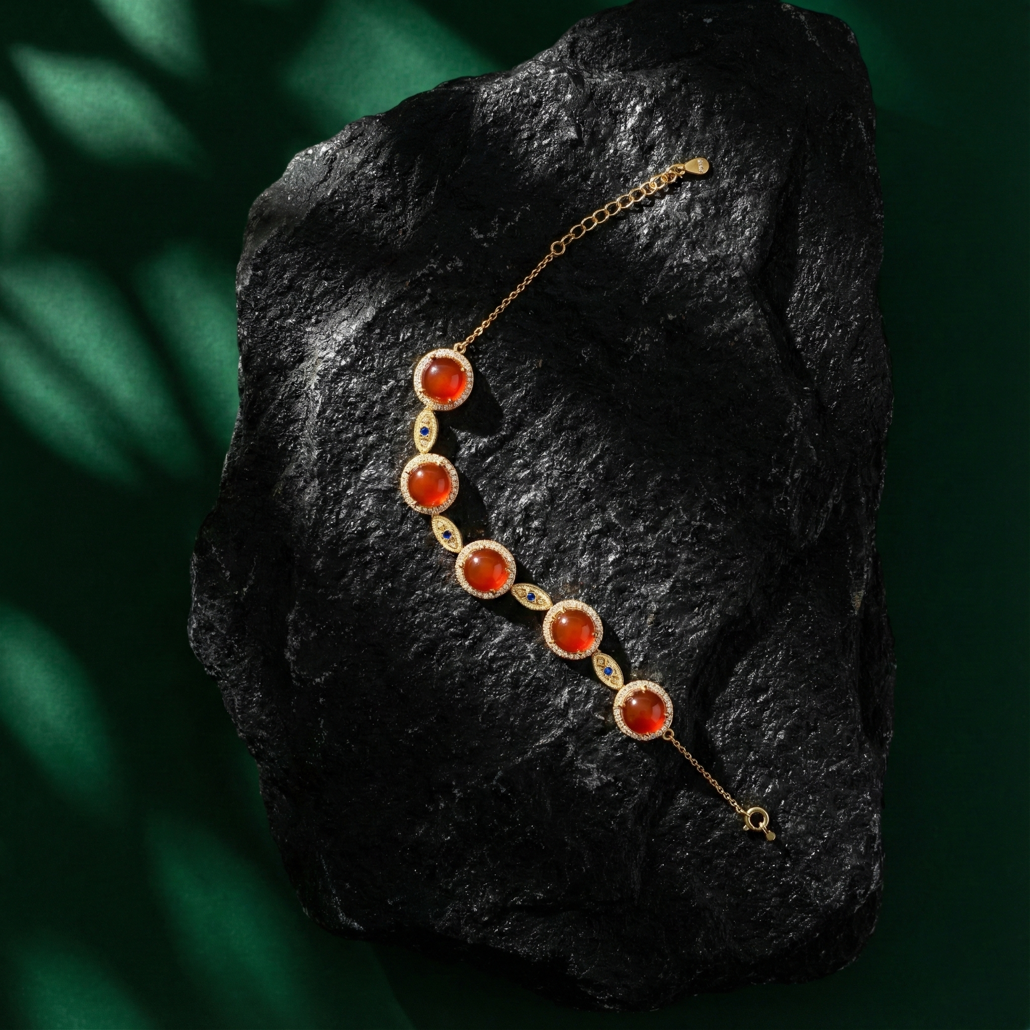 Ice Red Agate Inlaid Bracelet A