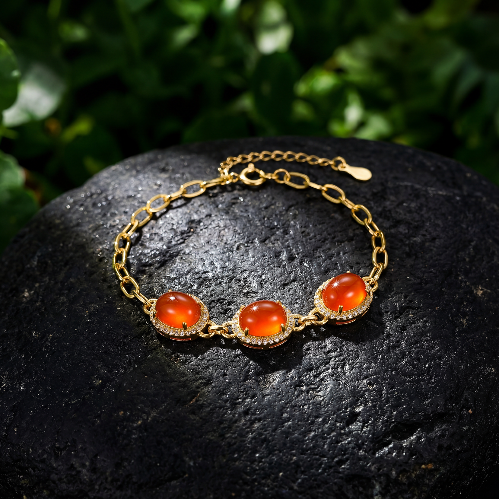 Iced Red Agate Inlaid Bracelet B