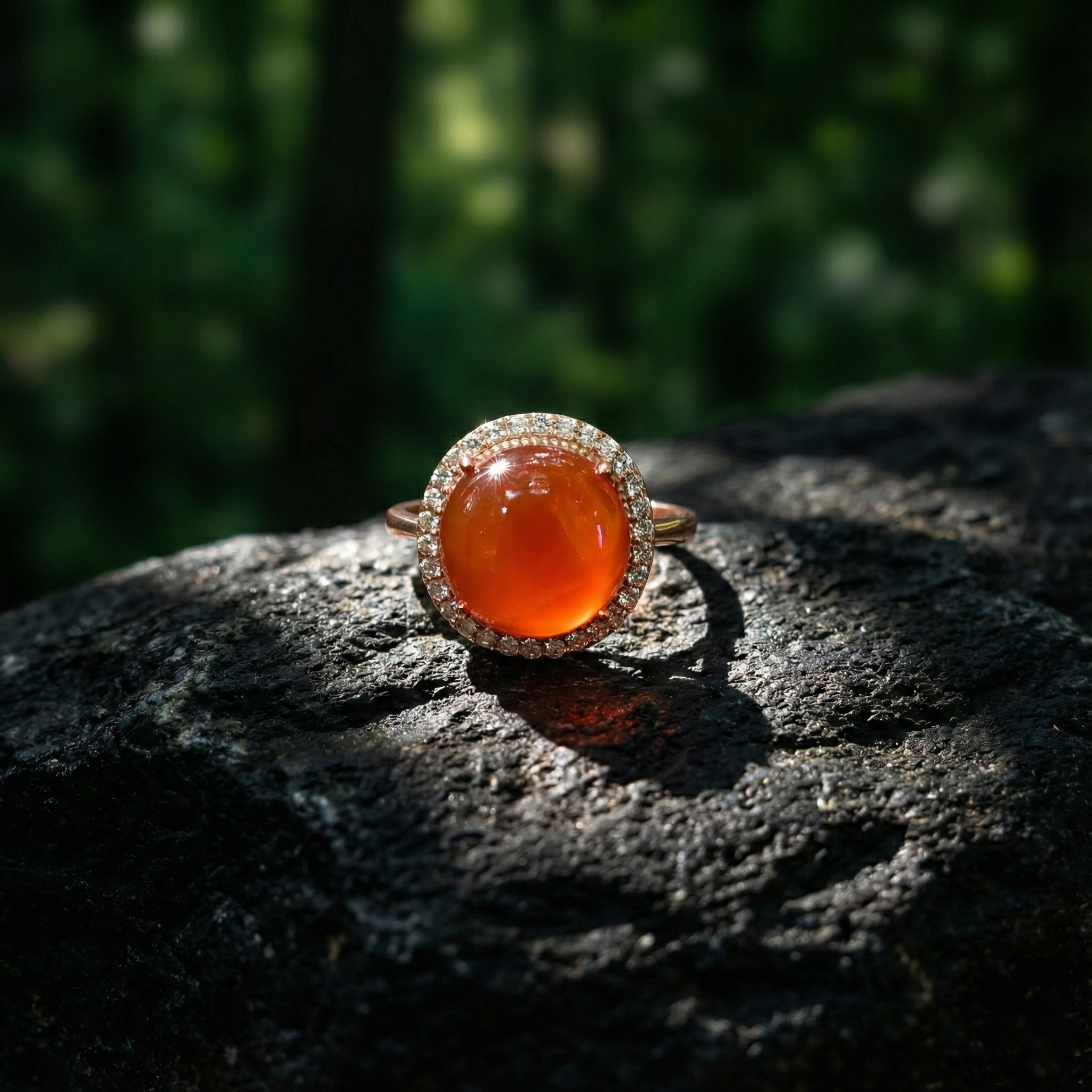 Iced Red Agate Inlaid Ring D