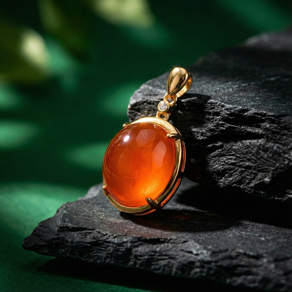 Red Agate Inlaid Pendant C