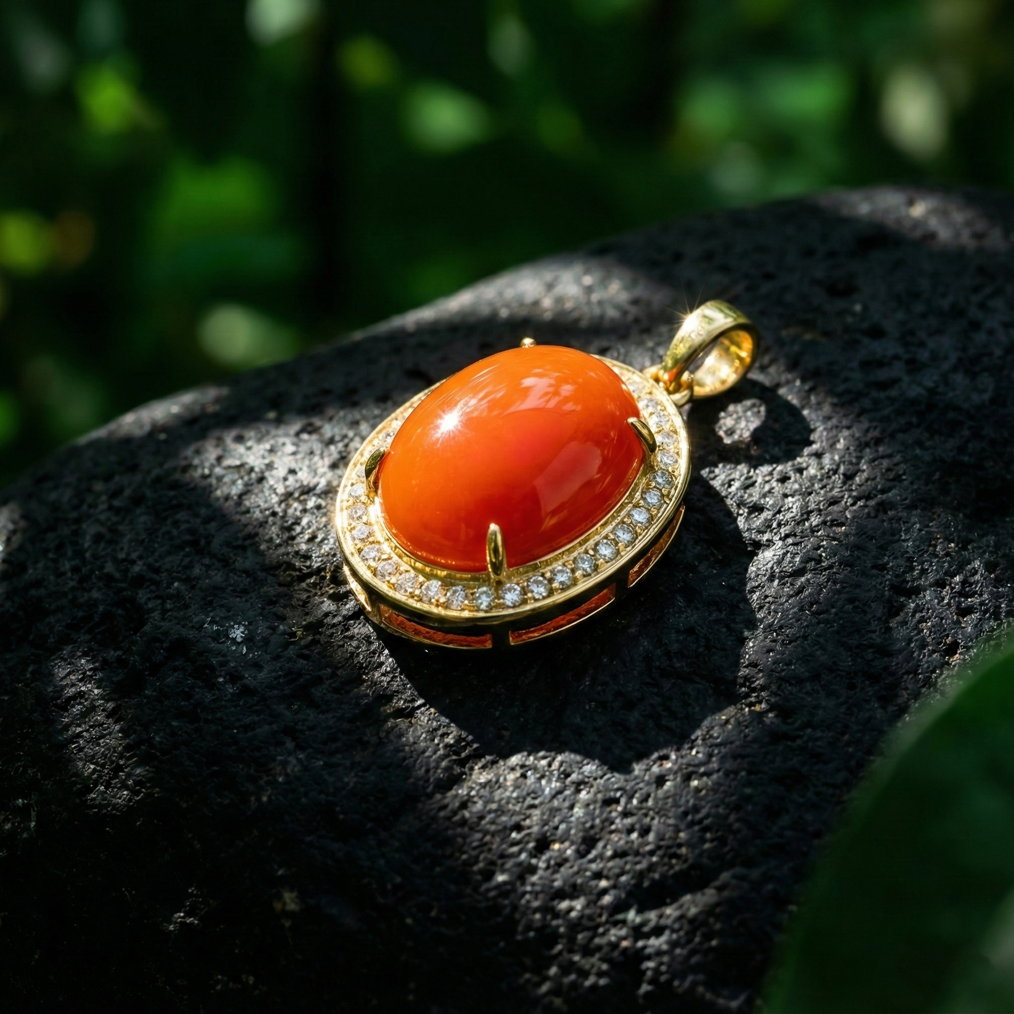 Red Agate Inlaid Pendant B