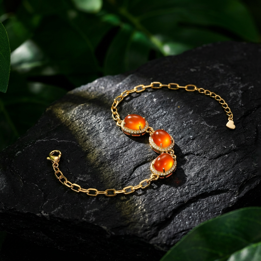 Iced Red Agate Inlaid Bracelet B