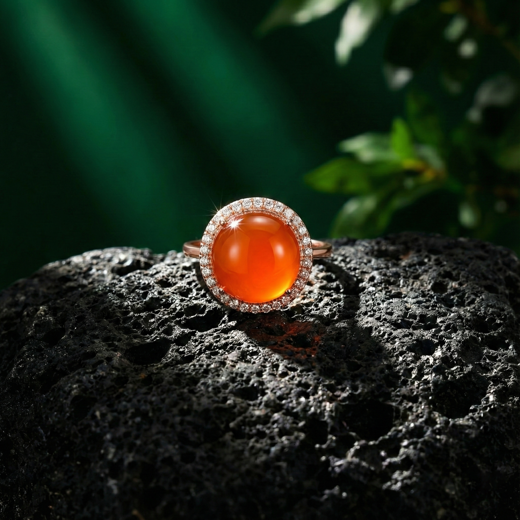 Iced Red Agate Inlaid Ring D
