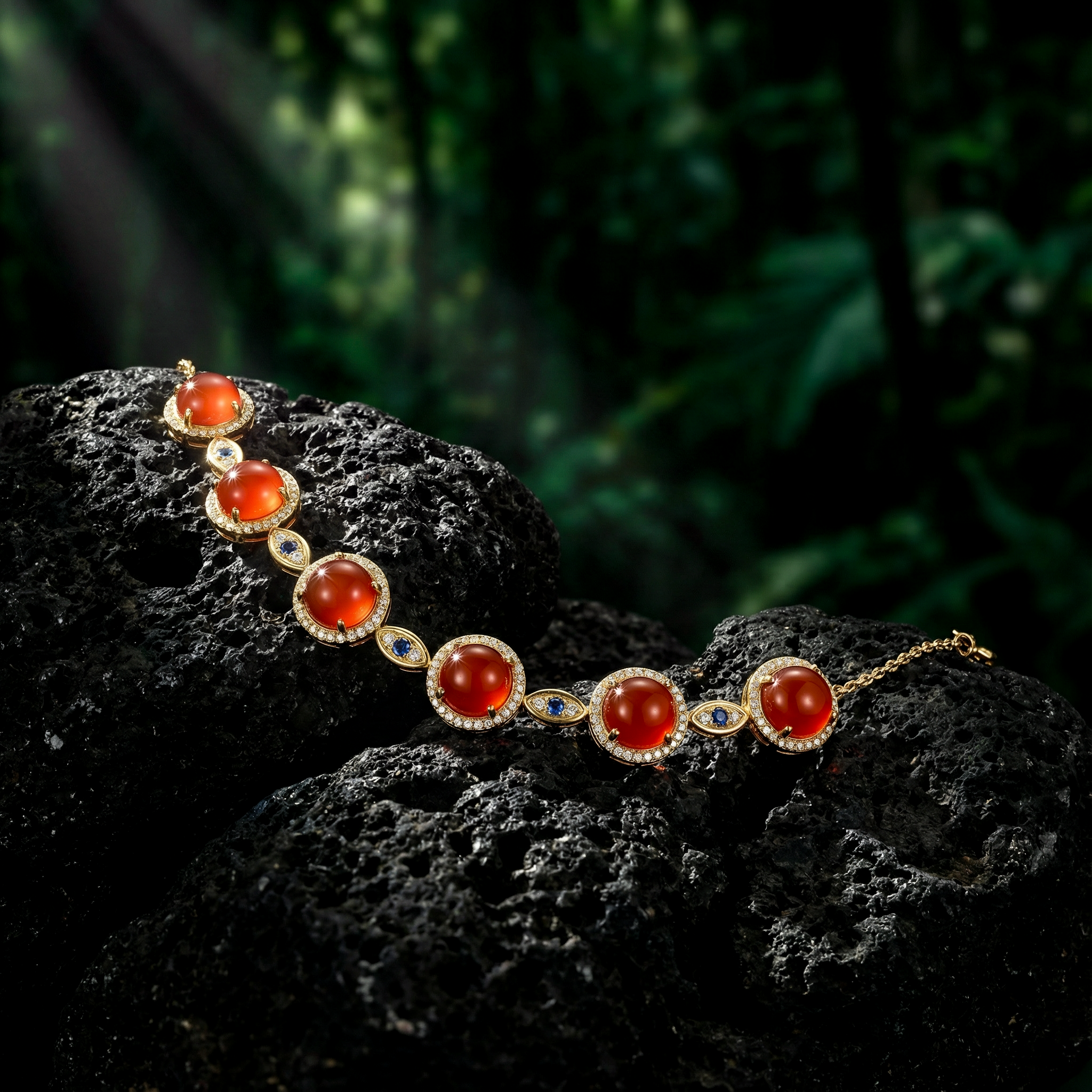 Ice Red Agate Inlaid Bracelet A