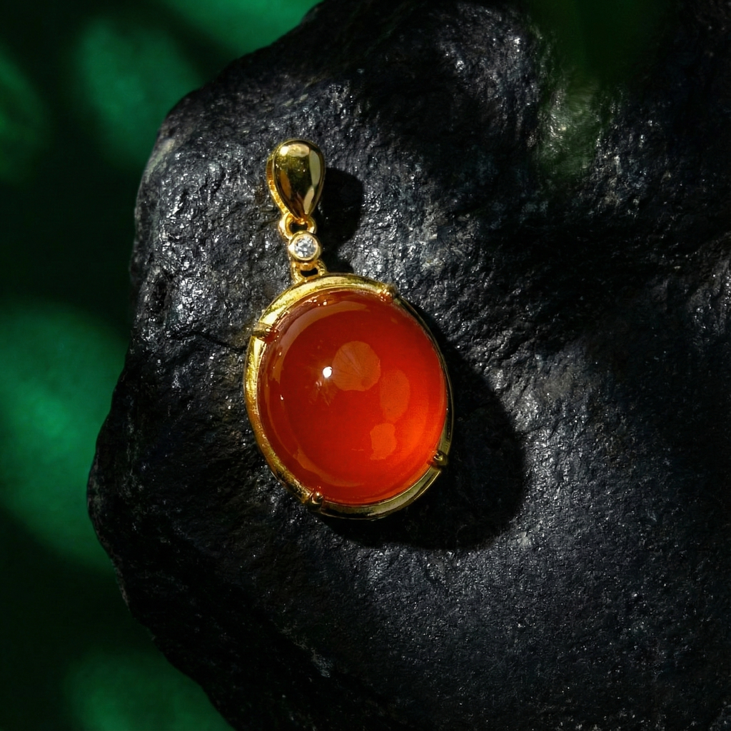 Red Agate Inlaid Pendant C