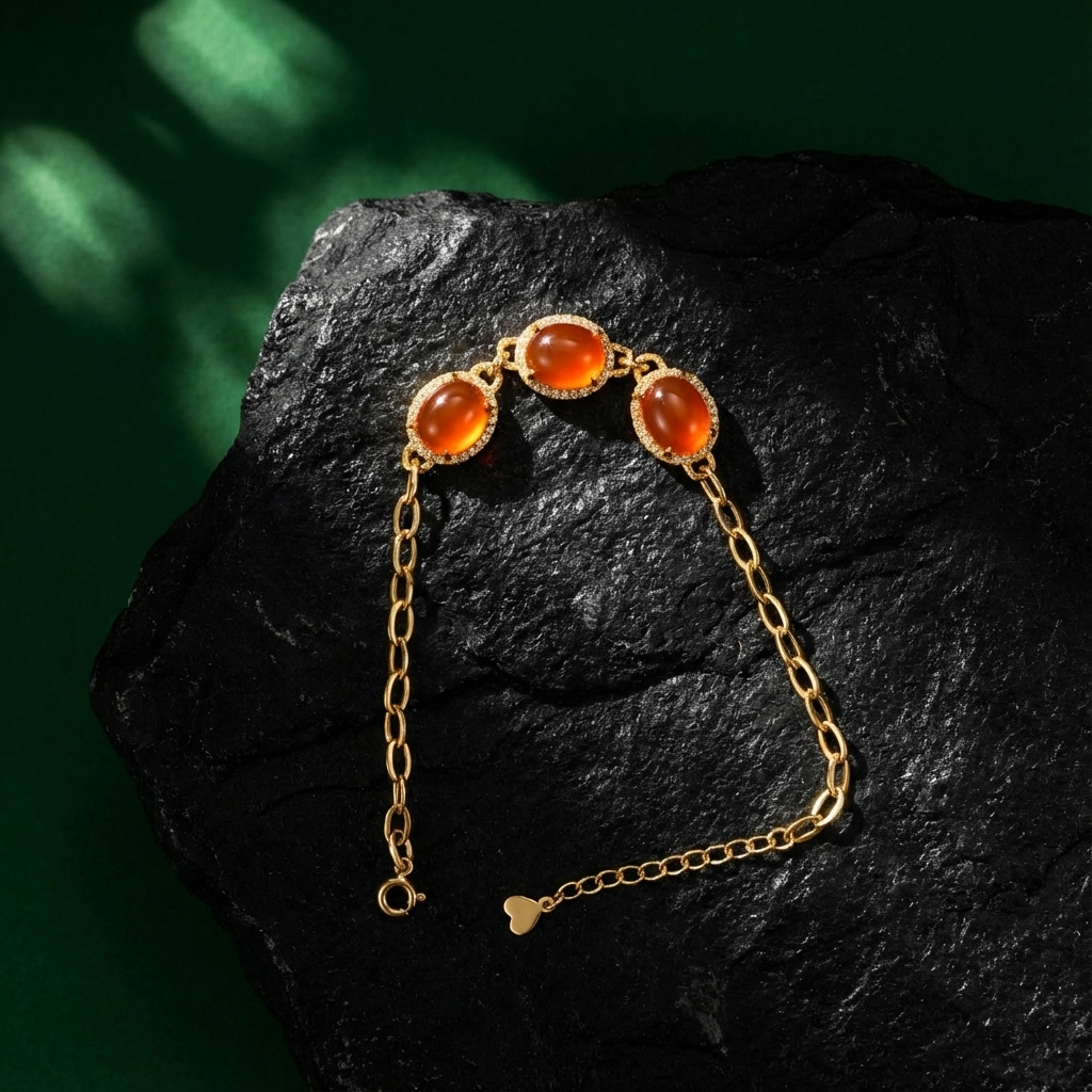 Iced Red Agate Inlaid Bracelet B