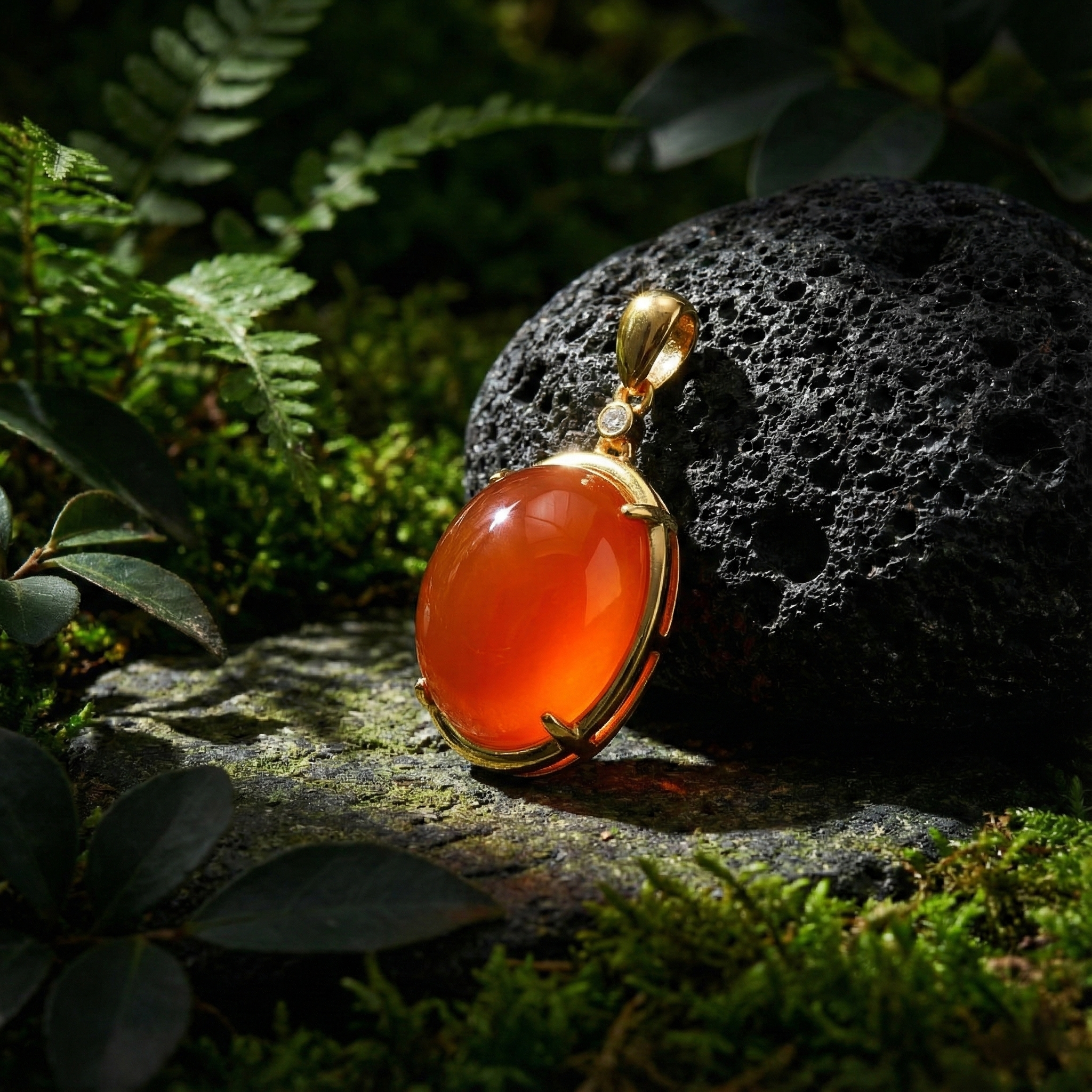 Red Agate Inlaid Pendant C