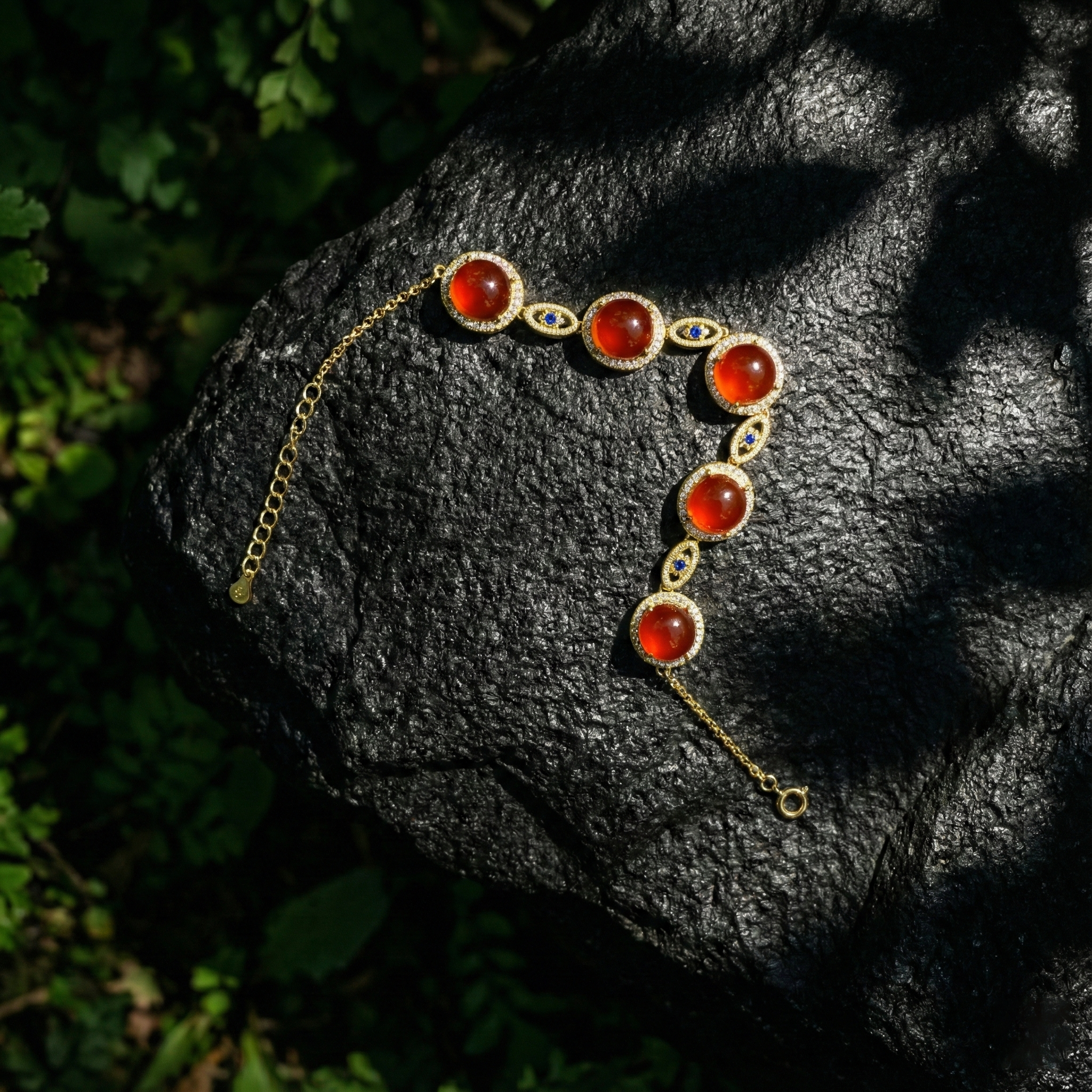 Ice Red Agate Inlaid Bracelet A