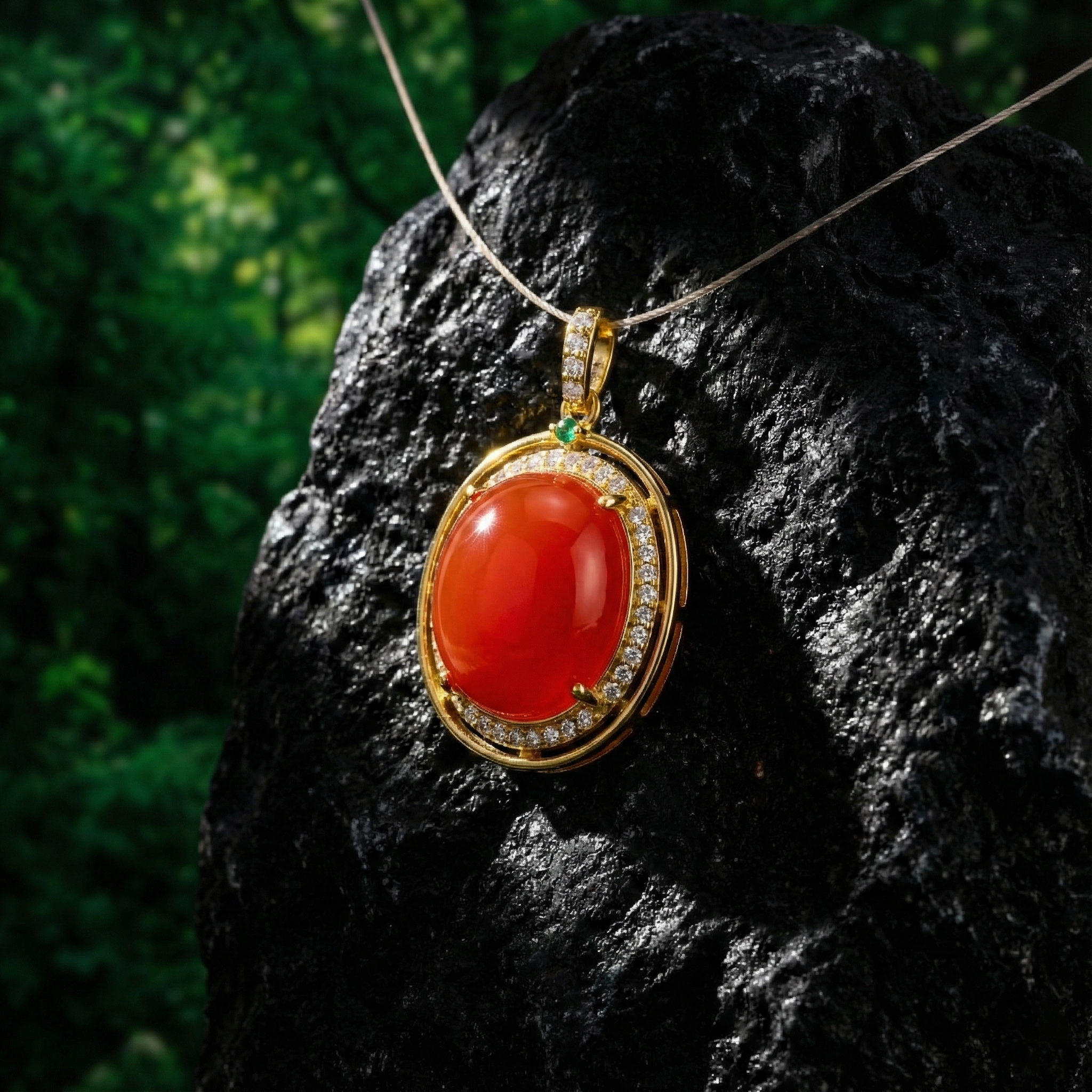 Red Agate Inlaid Pendant B