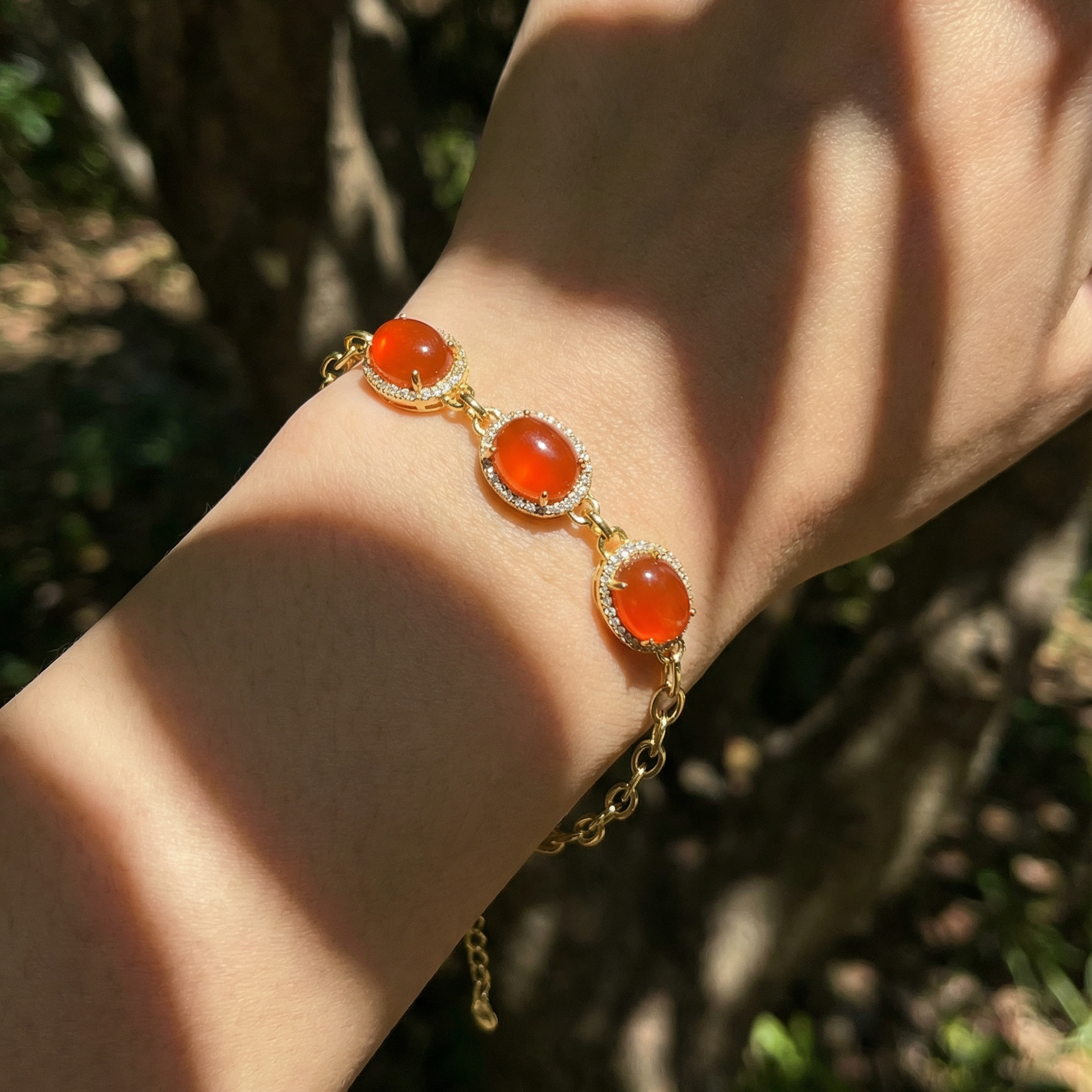Iced Red Agate Inlaid Bracelet B