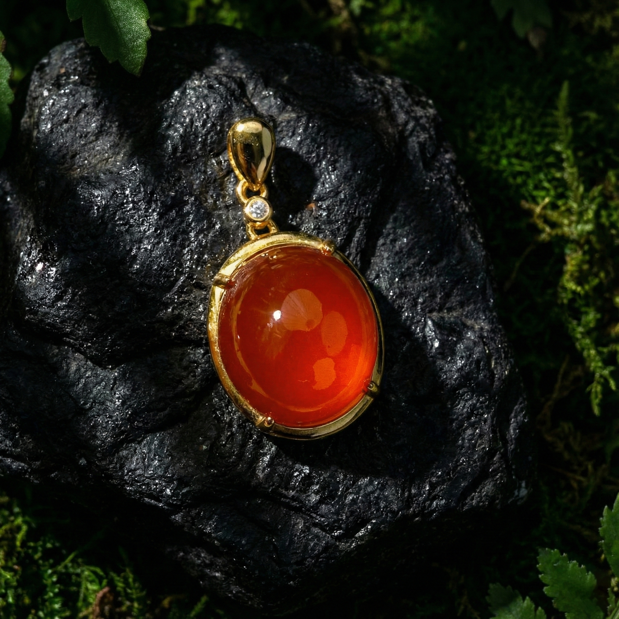 Red Agate Inlaid Pendant C