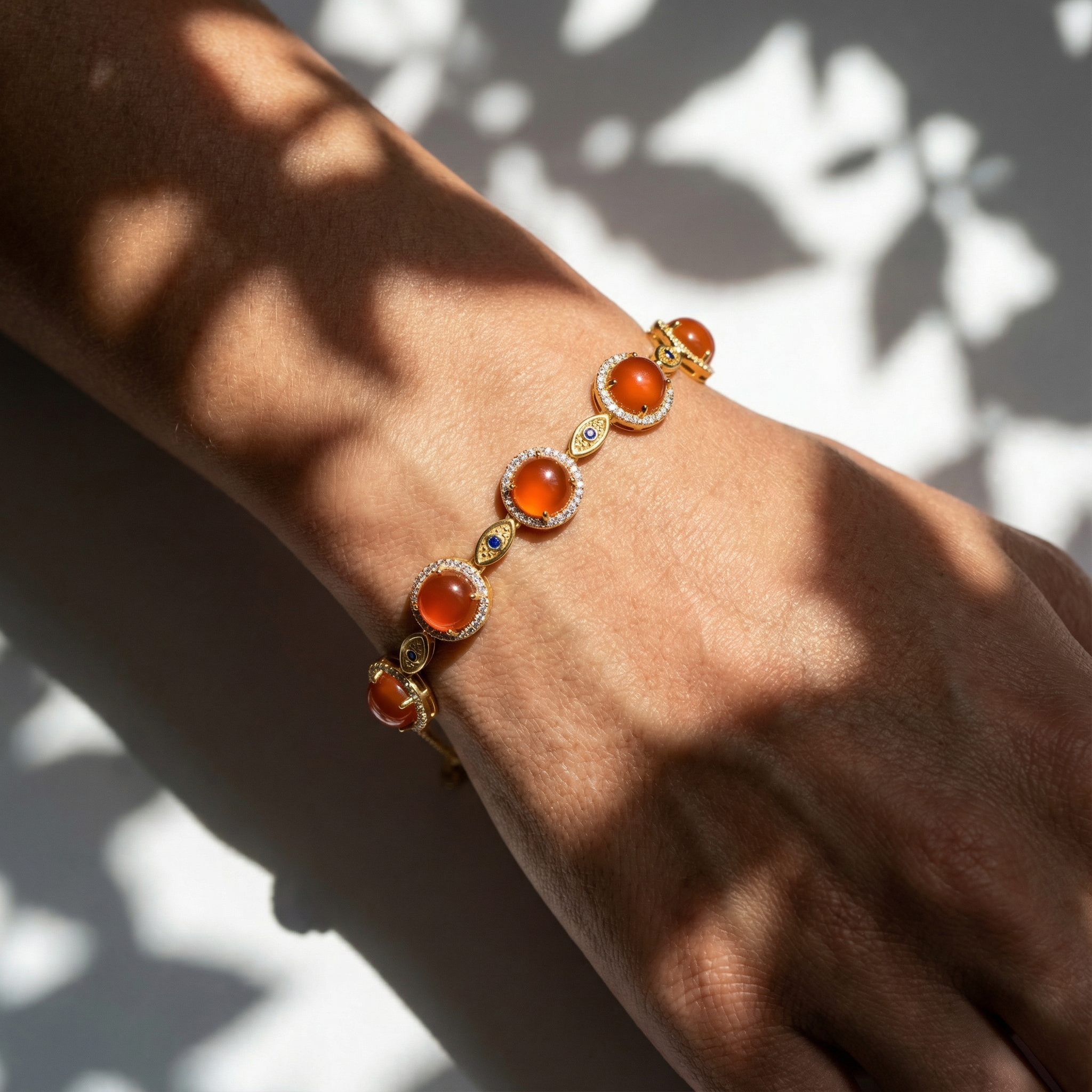 Ice Red Agate Inlaid Bracelet A